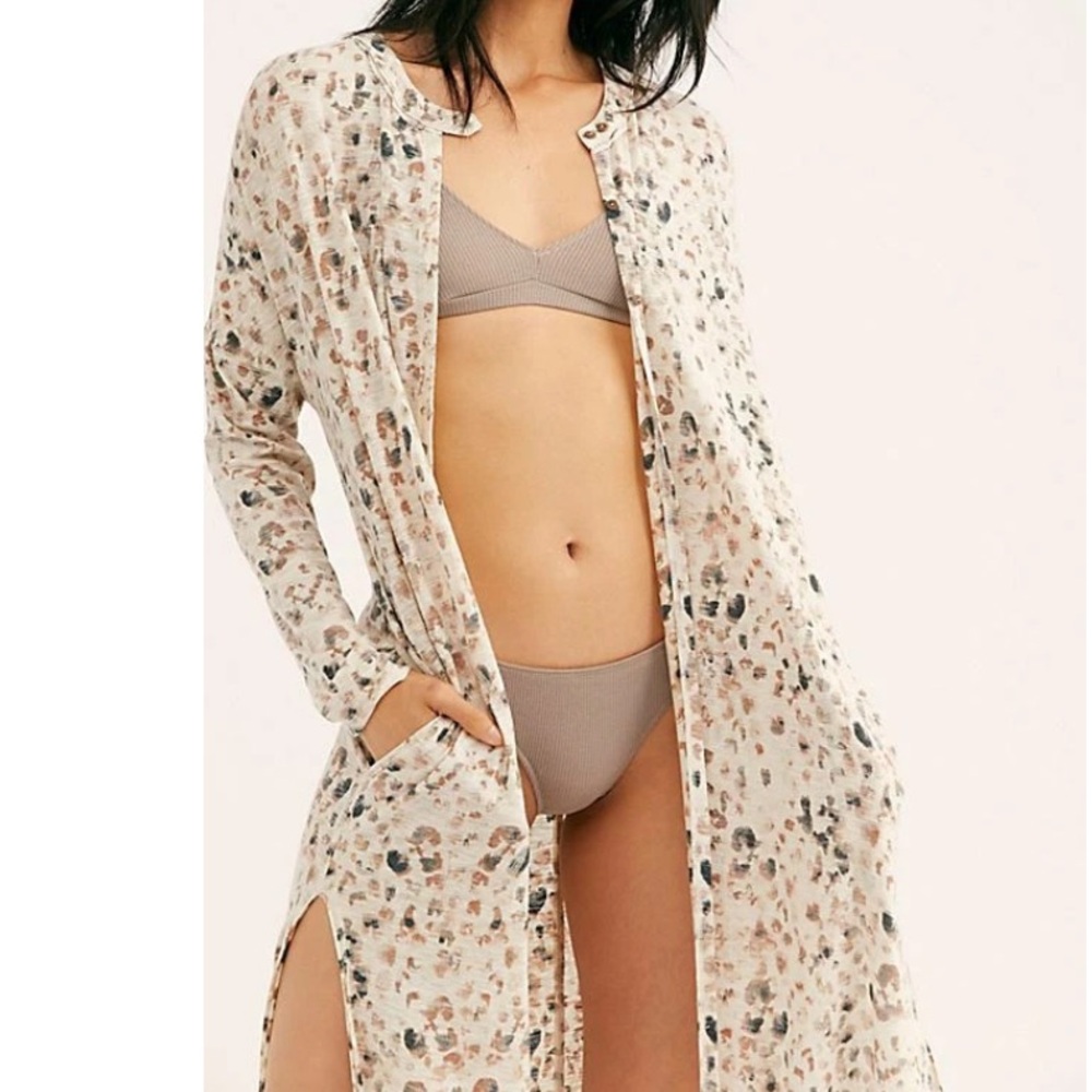 FP Intimately Leopard Printed Maxi Top Robe Duster, Size Small - Picture 11 of 11